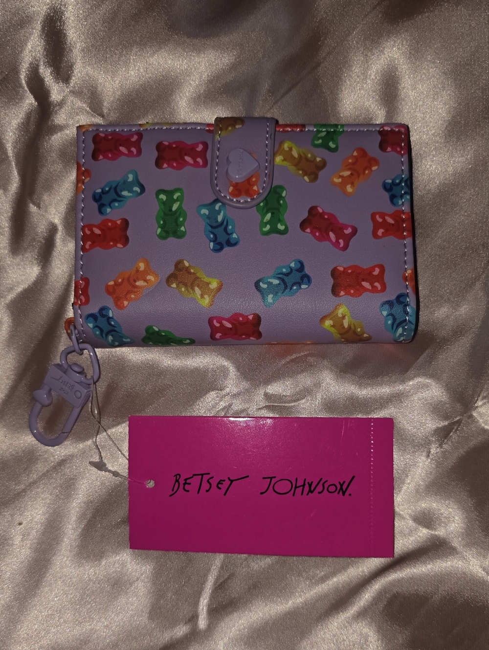 NWT Betsey Johnson Lavender Wallet with Multicolor Gummy Bears